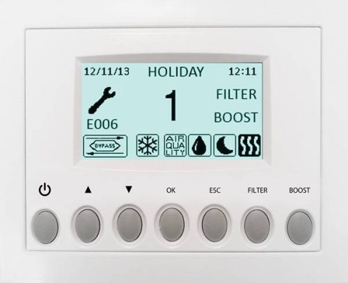 AERAULIQA QR-550 A KÖZPONTI HŐVISSZANYERŐS SZELLŐZTETŐ / 550 M3/H / 385 M2