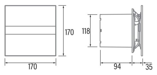 Cata E-120GTH páraérzékelős fehér elszívó ventilátor üveg előlappal