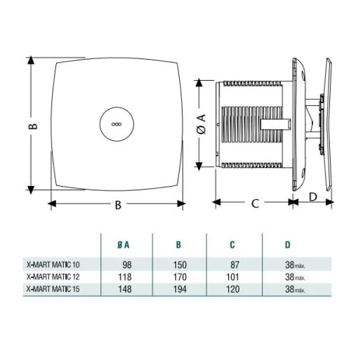 Cata X-MART 10 MATIC TIMER AXIÁLIS VENTILÁTOR