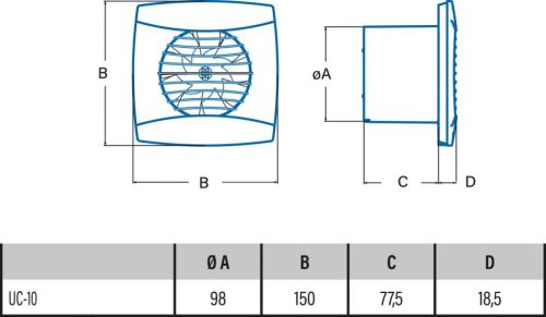 Cata UC-10 HYGRO AXIÁLIS VENTILÁTOR