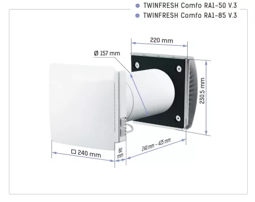 Vents TWINFRESH COMFO RA1-85 V.3 egyhelyiséges hővisszanyerős légkezelő