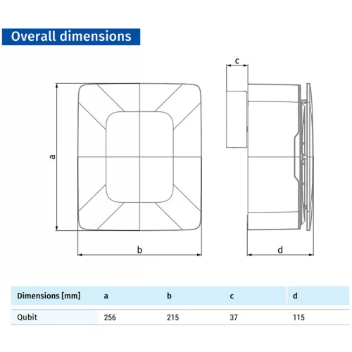Blauberg QUBIT-E 35/60 T időzítős centrifugális ventilátor