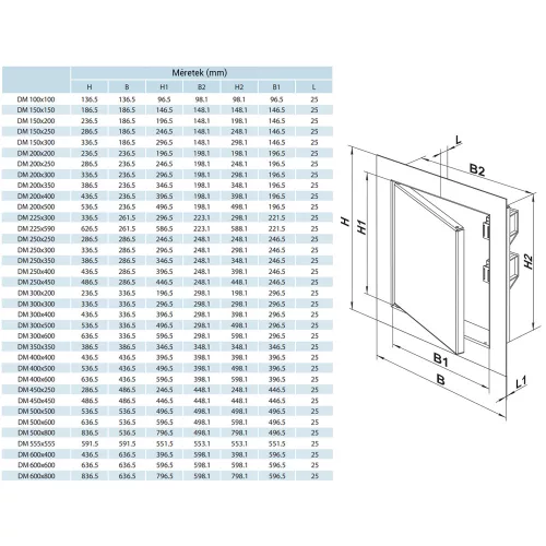 Vents DM 250x250 mm mágneses fém ellenőrző ablak