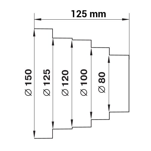 Vents 310 P műanyag lépcsős szűkítő idom kör légcsatornához 80/100/120/125/150mm