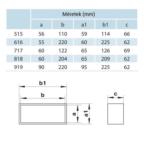 Vents 7171 P műanyag csőtoldó lapos légcsatornához visszacsapó szeleppel 60x120mm