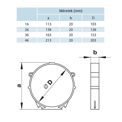 Vents 26 P műanyag felfogató elem kör légcsatornához 125mm