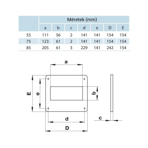 Vents 55 P műanyag takarólap lapos légcsatornához 55x110mm