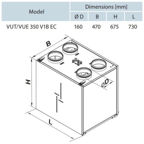 Vents VUT 350 V1B EC A14 hővisszanyerős légkezelő berendezés