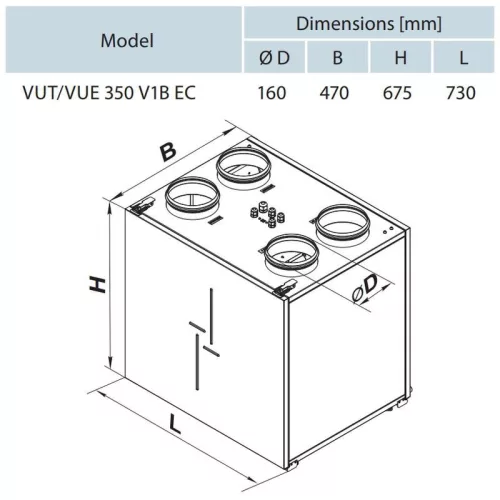 Vents VUT 350 V1B EC A14 hővisszanyerős légkezelő berendezés