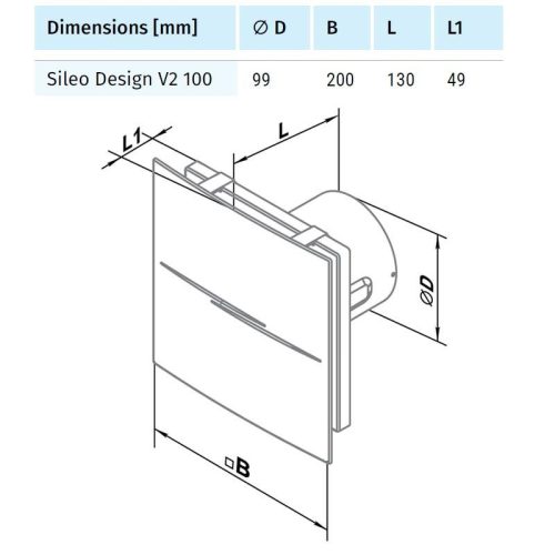 Blauberg SILEO DESIGN V2 100 T ventilátor