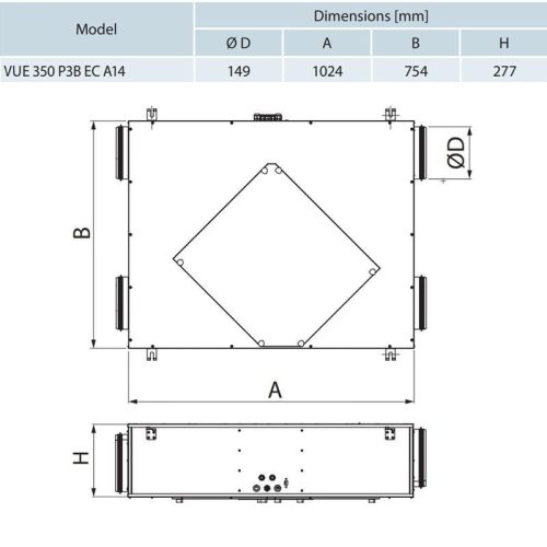 Vents VUE 350 P3B EC A14 entalpiás hővisszanyerő