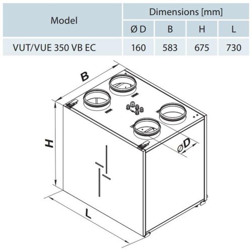 Vents VUT 350 VB EC A21 hővisszanyerős légkezelő berendezés