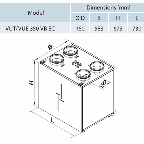 Vents VUE 350 VB EC A21 entalpiás hővisszanyerő