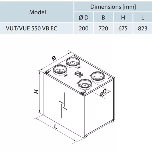 Vents VUE 550 VB EC A21 hővisszanyerős légkezelő