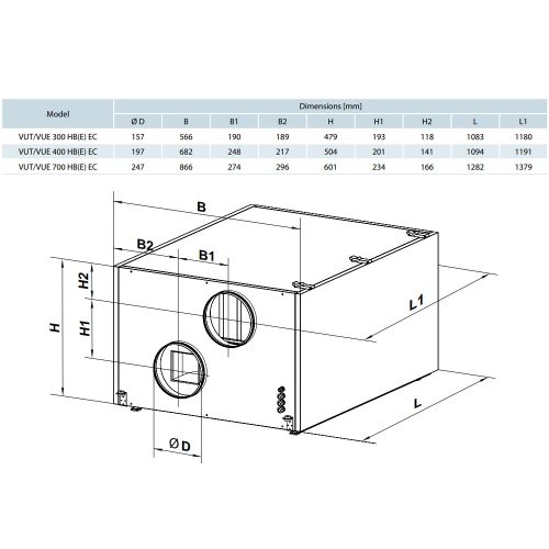 Vents VUT 700 HBE EC A21 hővisszanyerős légkezelő