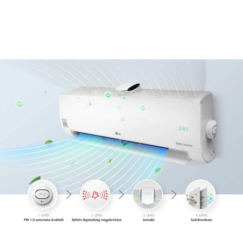 LG DUAL COOL&PURE AP12RK inverteres oldalfali klíma 3,5 kW
