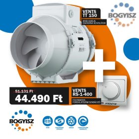   VENTS TT 150 IPARI CSATORNAVENTILÁTOR  + VENTS RS-1-400 FOLYAMATOS FORDULATSZÁM SZABÁLYZÓ 1,8A